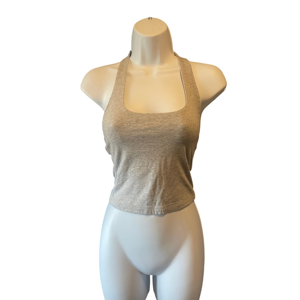 Ambiance Women Y2K Milkmaid Gray Halter Crop Top Small Minimalist Basic Soft